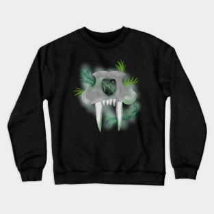 Saber Tooth Tiger Skull With Magical Swirling Mist Crewneck Sweatshirt